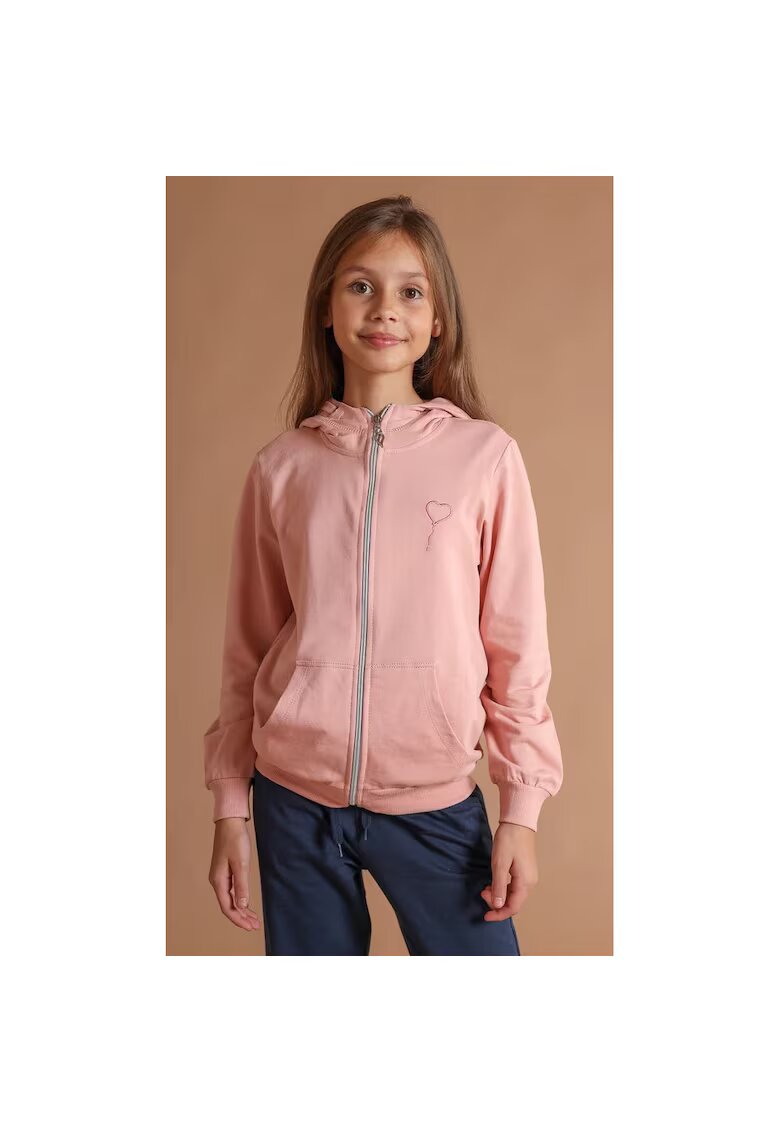 Bumbacel 100 COTTON Hanorac din bumbac cu gluga pentru fetite - Roz