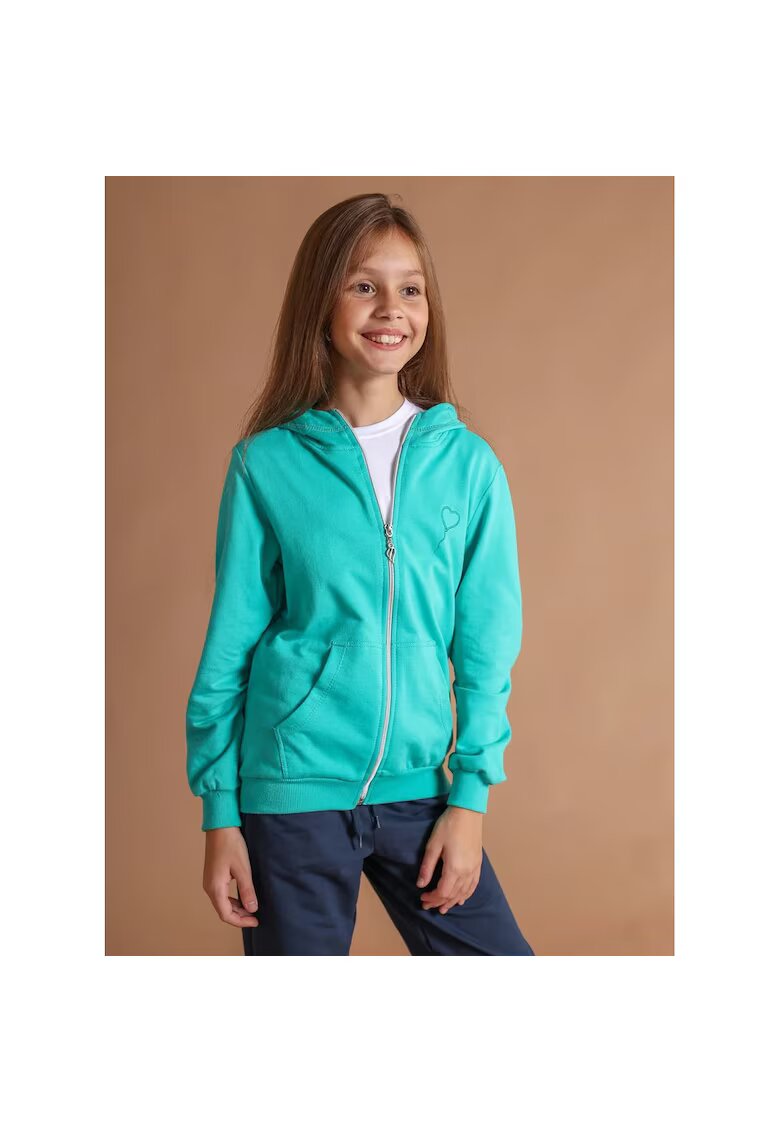 Bumbacel 100 COTTON Hanorac din bumbac cu gluga pentru fetite - Verde