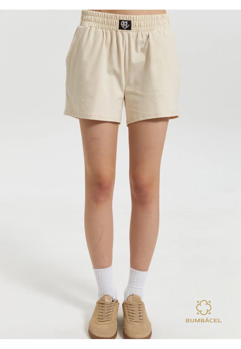 Bumbacel 100 COTTON Pantaloni scurti cu manseta elastica - pentru dame - din bumbac - Crem
