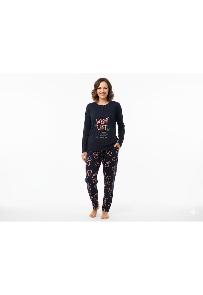 Bumbacel 100 COTTON Pijamale din bumbac cu imprimeu tematic de Craciun - pentru dame
