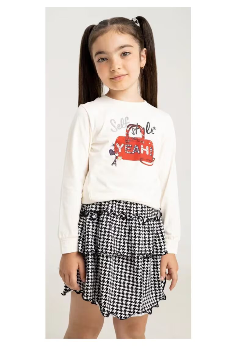 Bumbacel 100 COTTON Set fetite cu maleta cu imprimeu si fusta din bumbac
