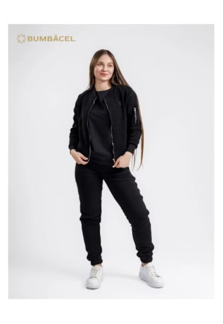Bumbacel 100 COTTON Trening pentru dame cu bomber si pantaloni - Negru