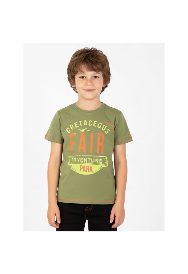 Bumbacel 100 COTTON Tricou baieti cu imprimeu si decolteu rotund din bumbac