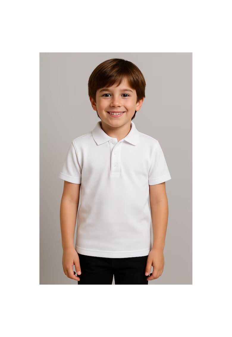 Bumbacel 100 COTTON Tricou polo din bumbac pentru baieti - Alb