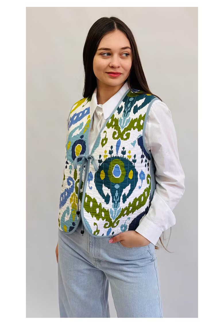 Bumbacel 100 COTTON Vesta cu imprimeu pentru dame - Alb