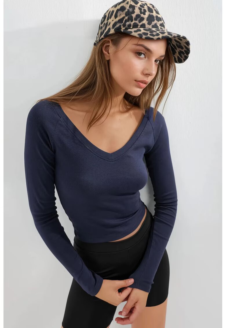 Busem Bluza dama - mulata - maneca lunga - bleumarin - jerseu