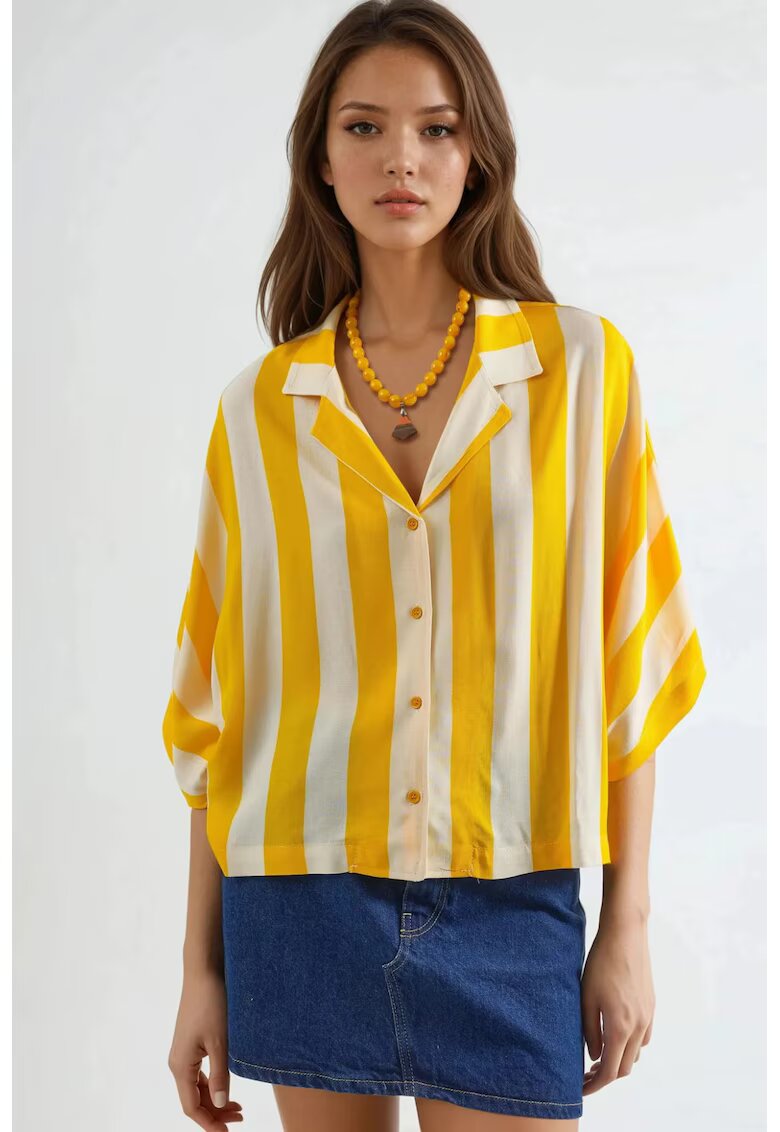 Busem Camasa cu dungi - galben lamaie - material textil -