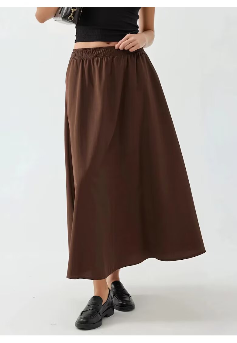 Busem Fusta midi talie elastica - maro cafeniu