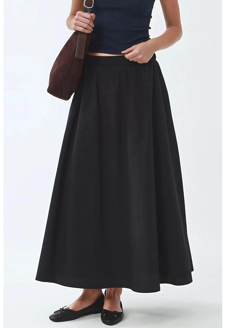 Busem Fusta midi talie elastica - neagra