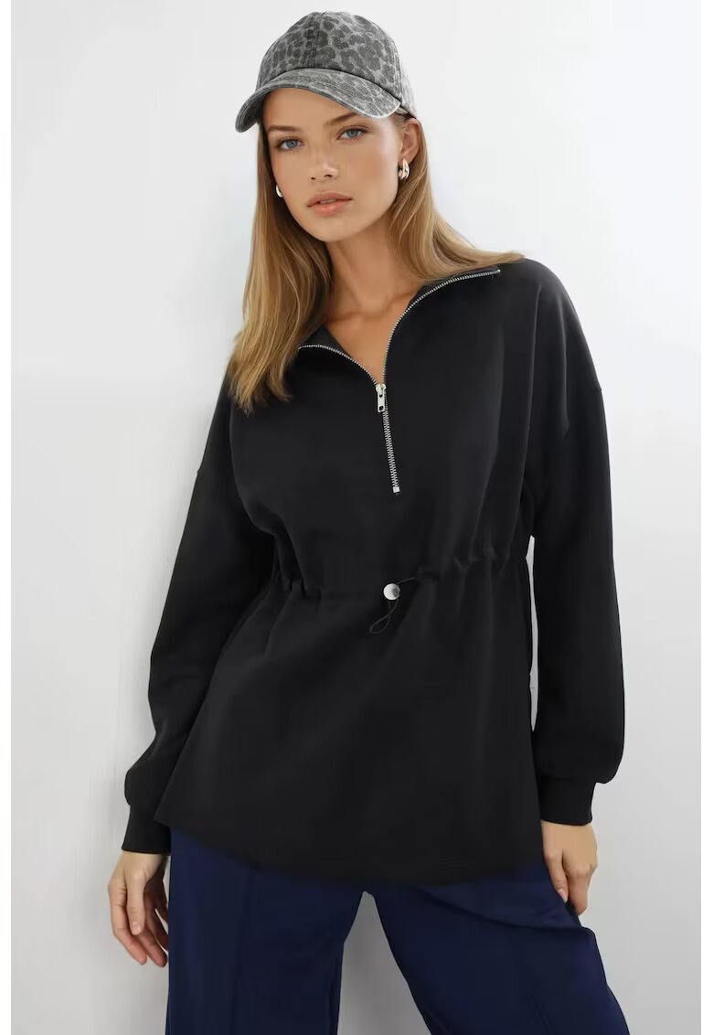 Busem Hanorac cu guler cu fermoar - negru - textil - Negru