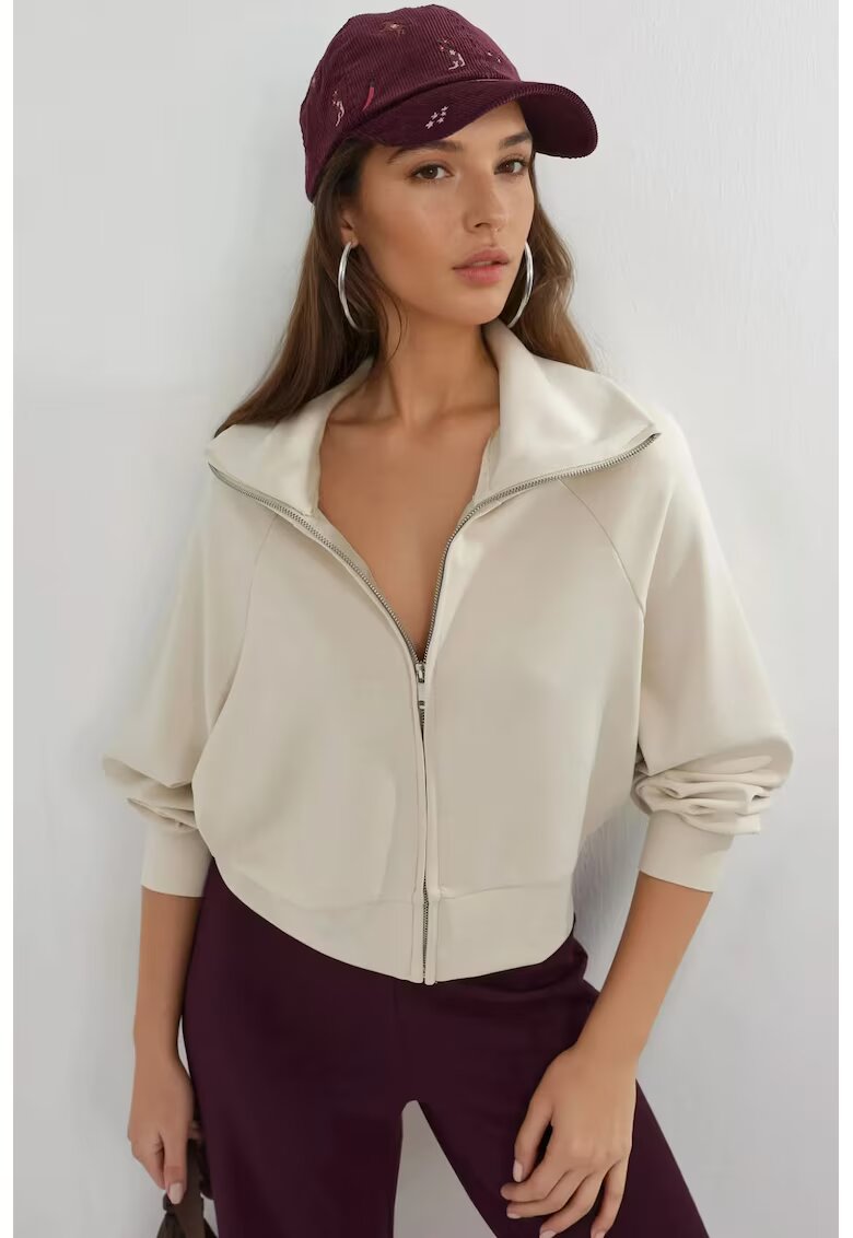 Busem Hanorac dama - ecru - fermoar - Textil