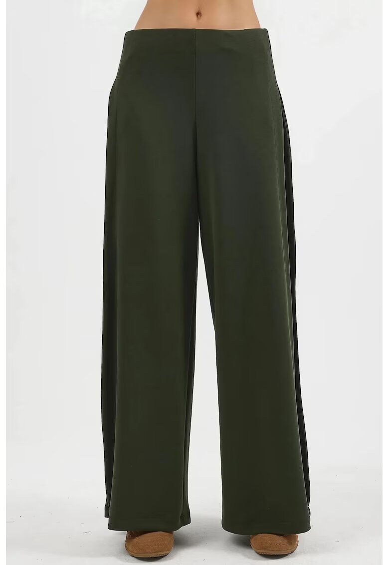 Busem Pantaloni dama - plisati picior verde padure - textil - Verde padure