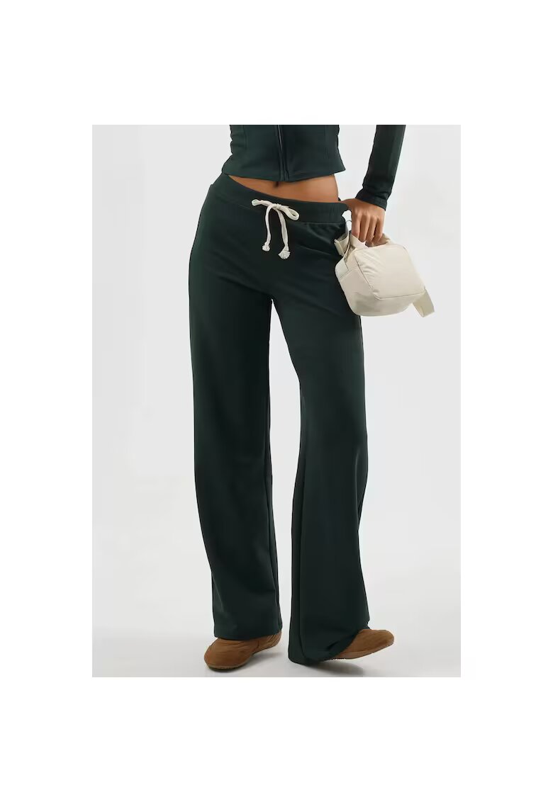 Busem Pantaloni sport dama - croiala dreapta - snur - verde - textil