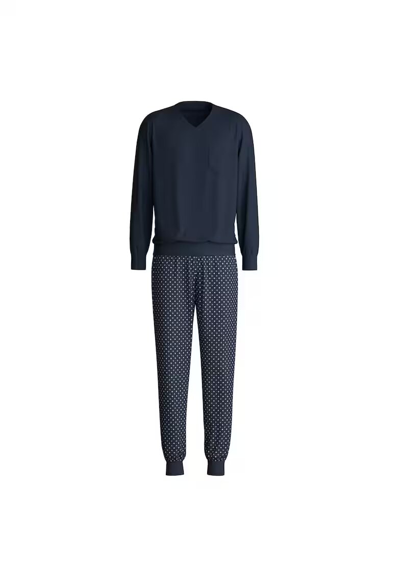 CALIDA Pijama cu pantaloni lungi din bumbac - Albastru