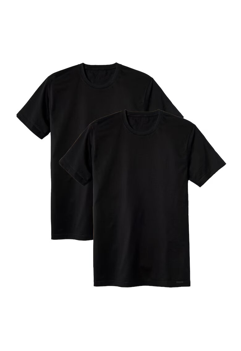 CALIDA Set de tricouri cu decolteu la baza gatului - 2 piese - Negru