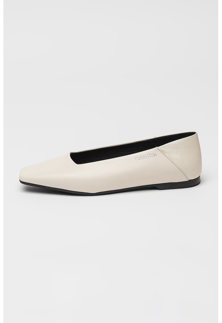 Calvin Klein Balerini de piele cu varf patrat - Bej