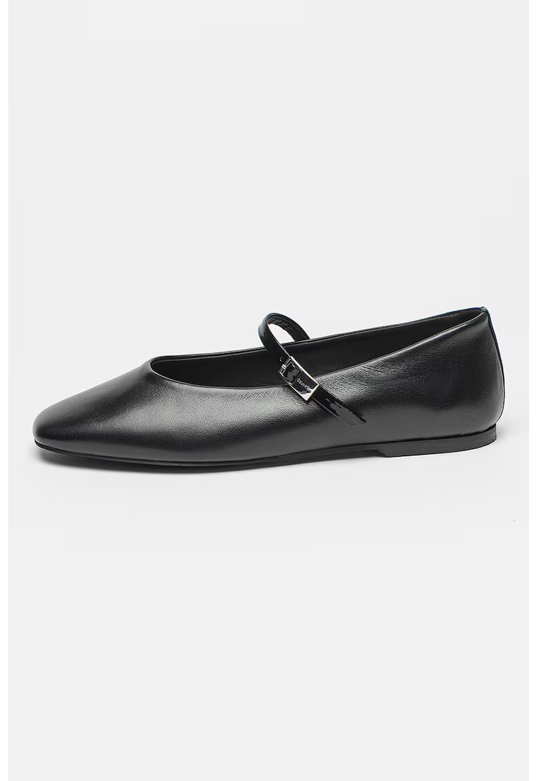 Calvin Klein Balerini din piele cu catarama - Negru