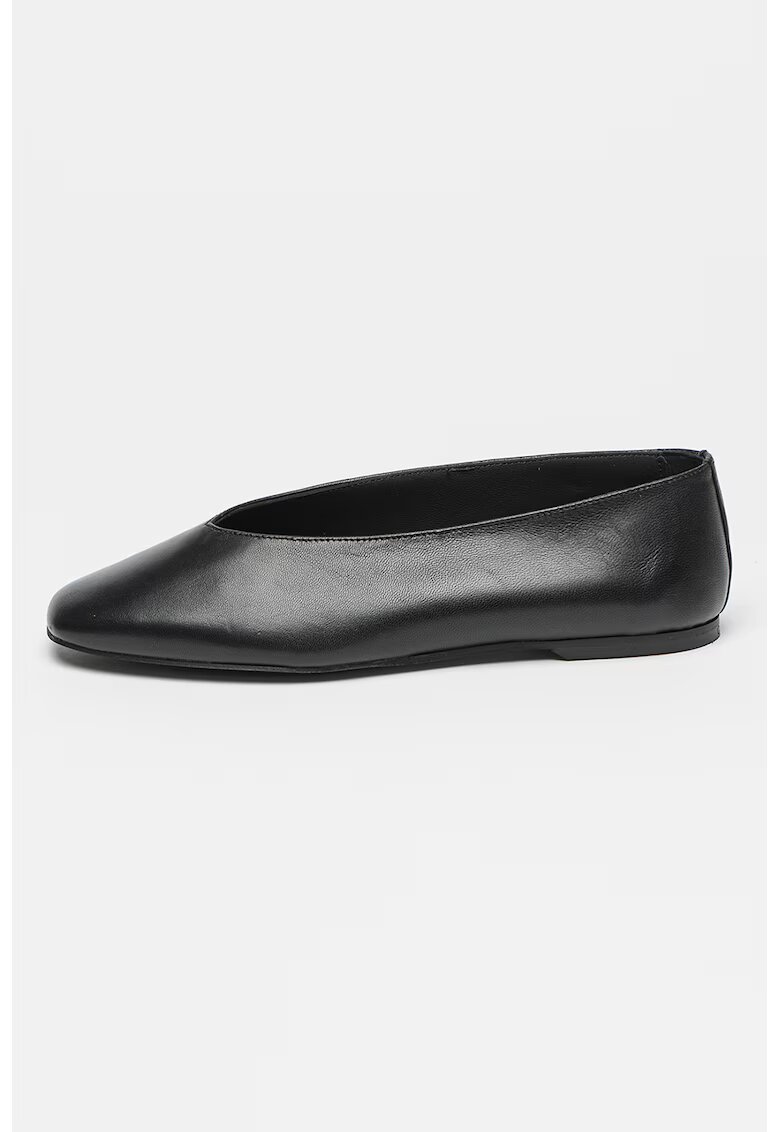 Calvin Klein Balerini din piele cu model uni si varf patrat - Negru