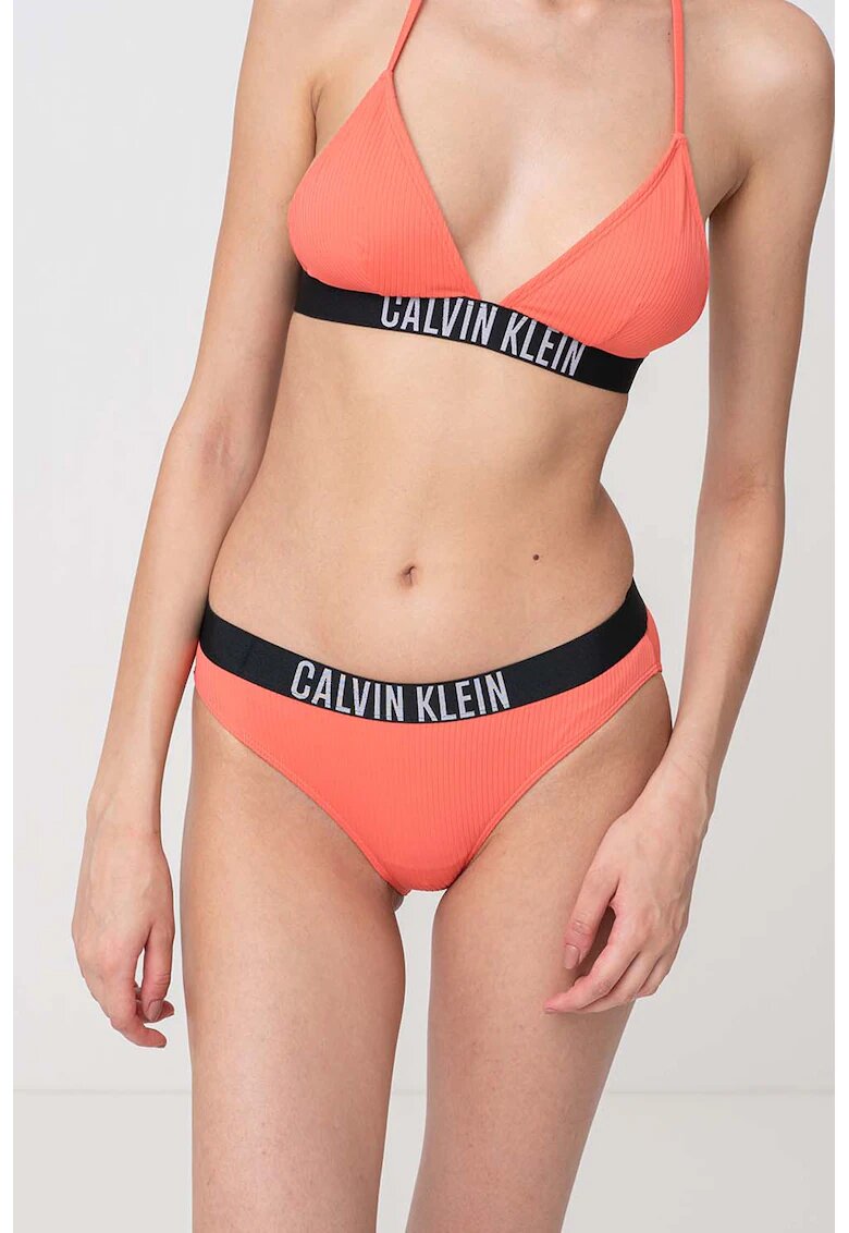 Calvin Klein Bikini cu logo - Negru/Coral
