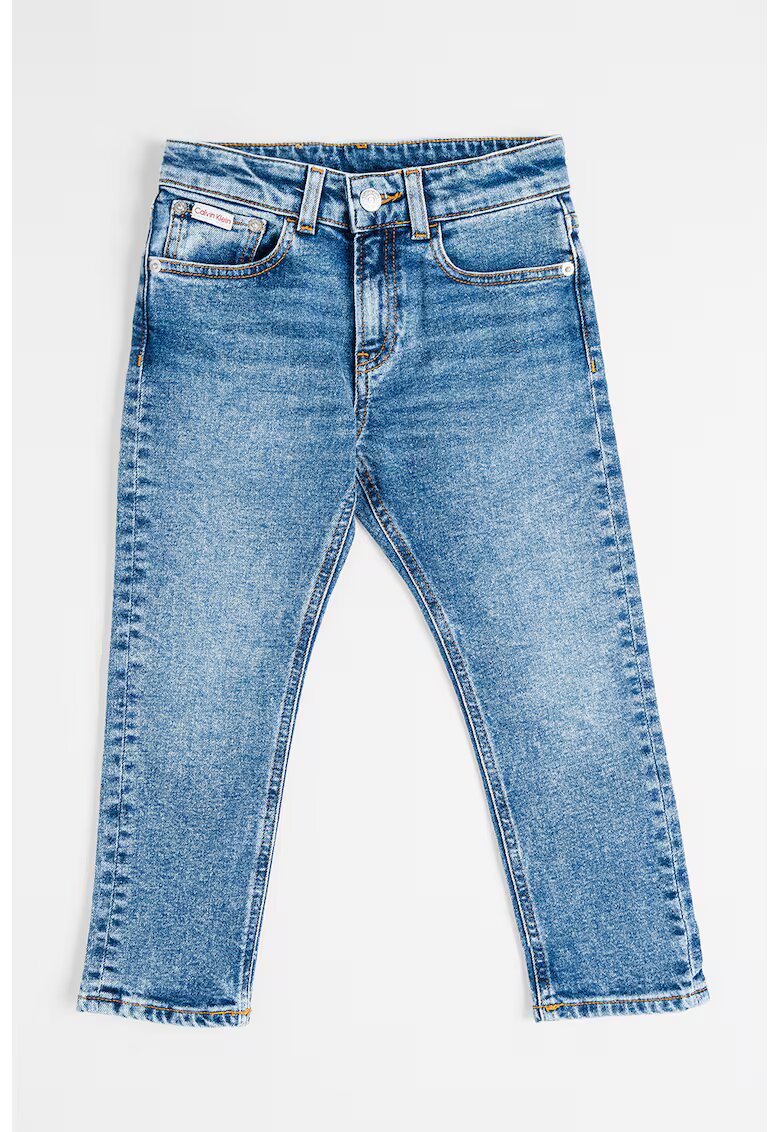 Calvin Klein Blugi cu talie medie Dad - Albastru melange