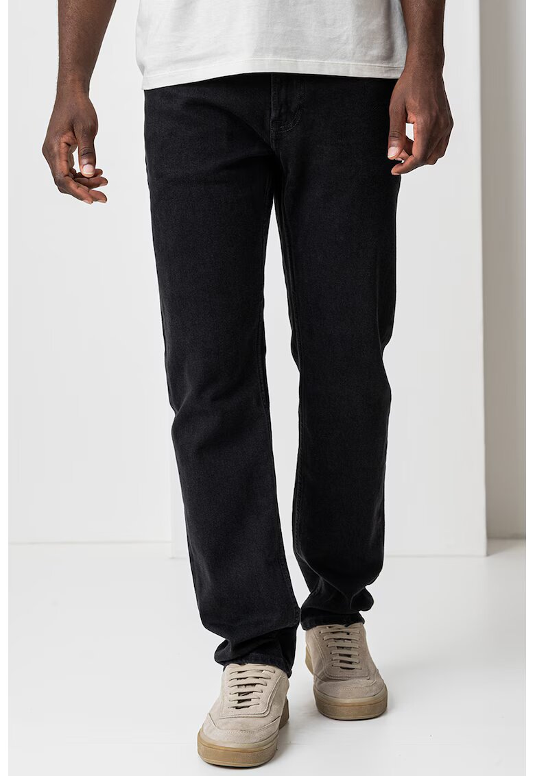 Calvin Klein Blugi drepti cu talie medie - Negru stins