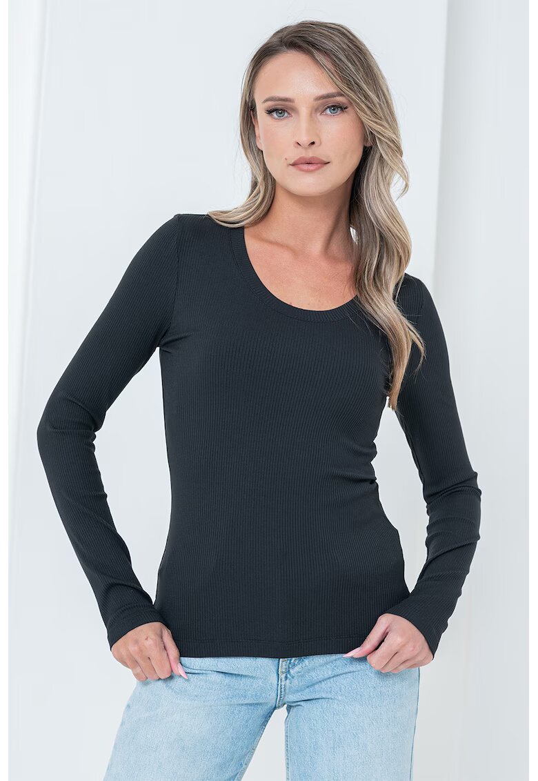 Calvin Klein Bluza cambrata din amestec de modal - Negru