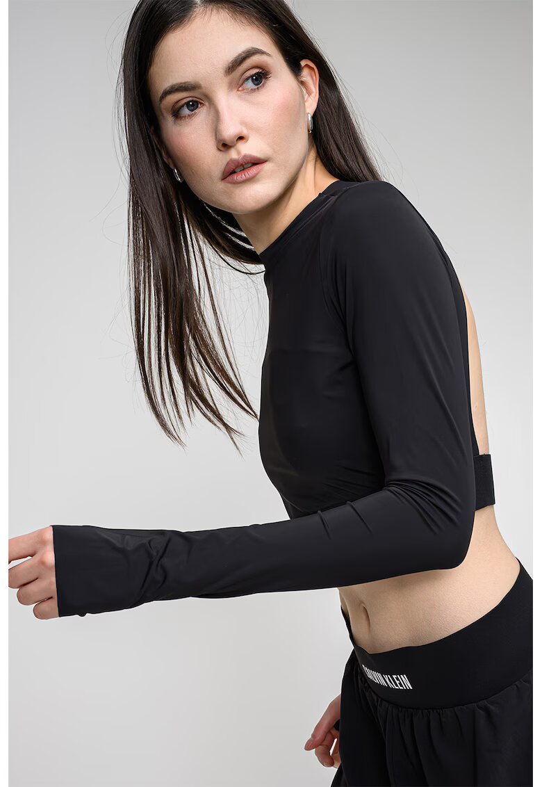 Calvin Klein Bluza crop cu spate decupat - Negru