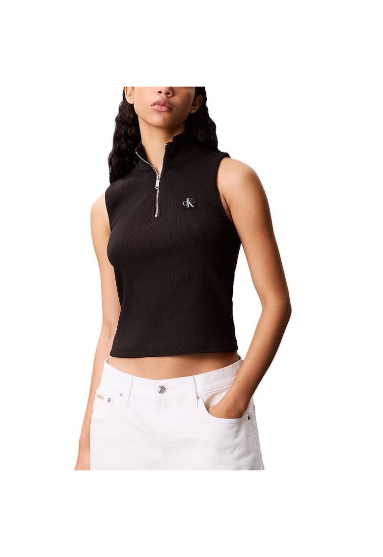 Calvin Klein Bluza cu fermoar A- WOVEN LABEL SL QZ TOP-LV047C909G-UB1