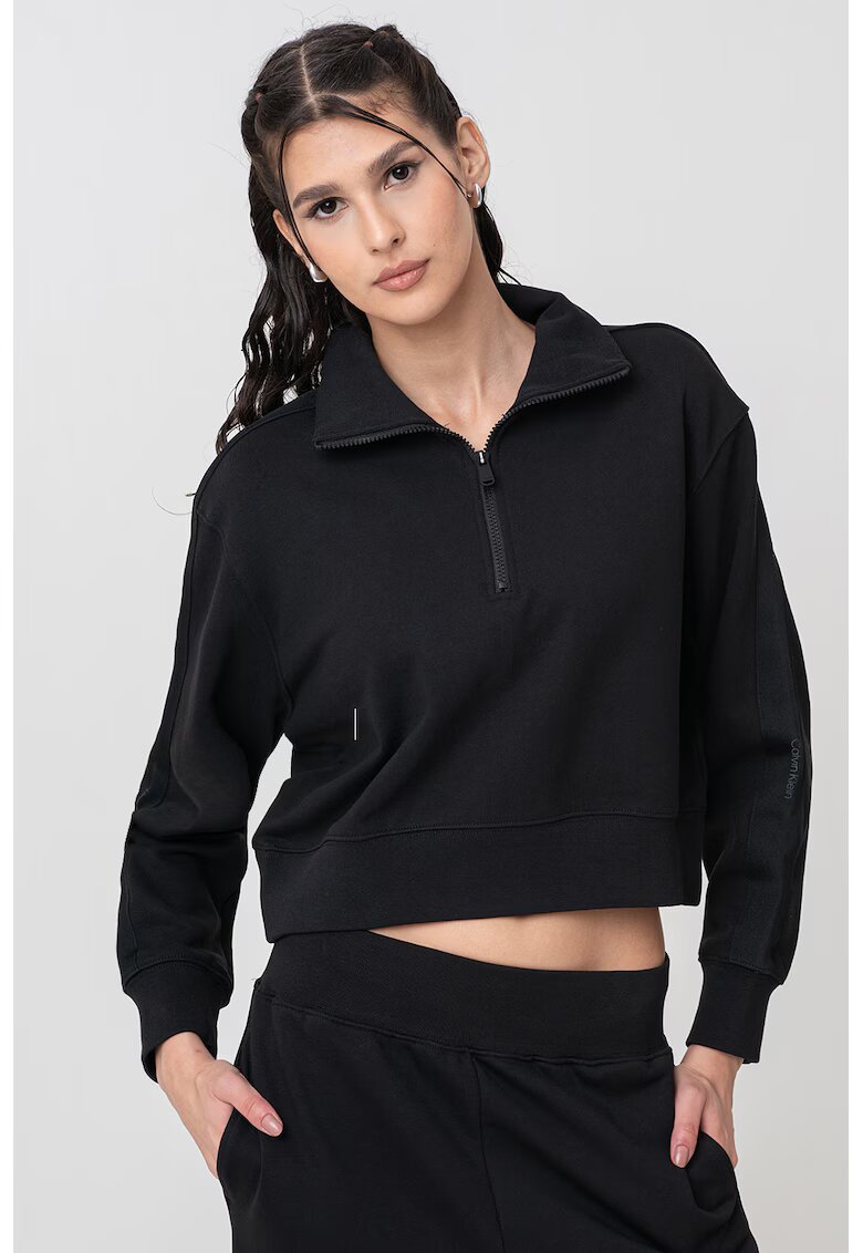 Calvin Klein Bluza cu fermoar scurt pentru antrenament - Negru