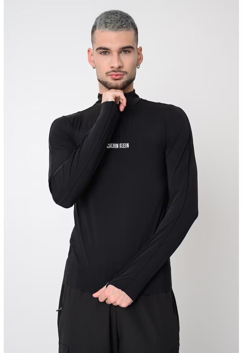 Calvin Klein Bluza cu fermoar si decupaj pentru deget - pentru fitness - Negru