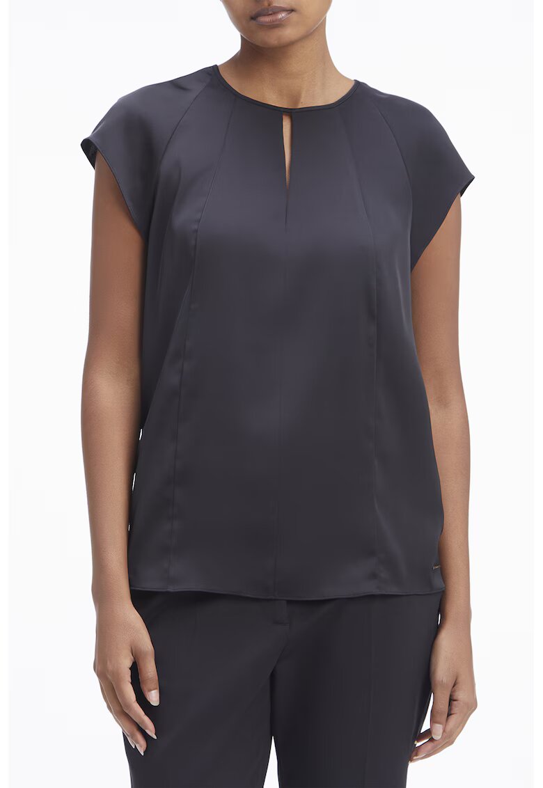 Calvin Klein Bluza cu maneci scurte si decupaje - Negru