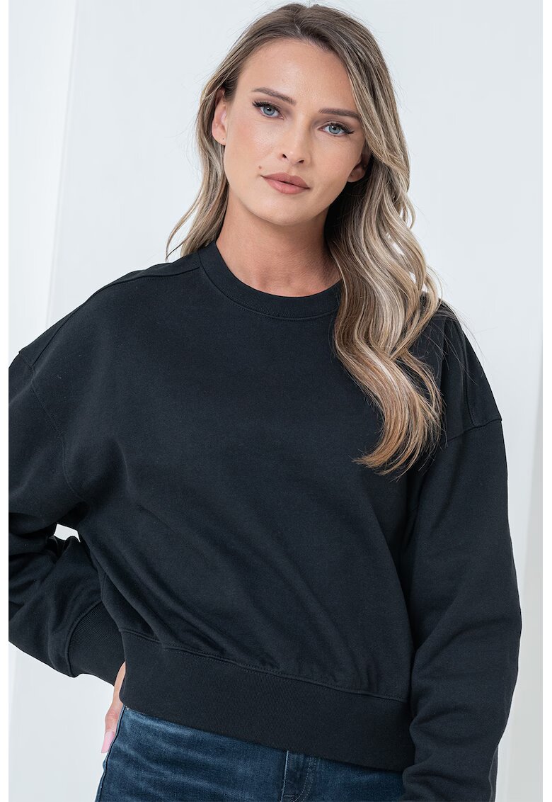 Calvin Klein Bluza de trening cu decolteu la baza gatului si maneci cazute - Negru