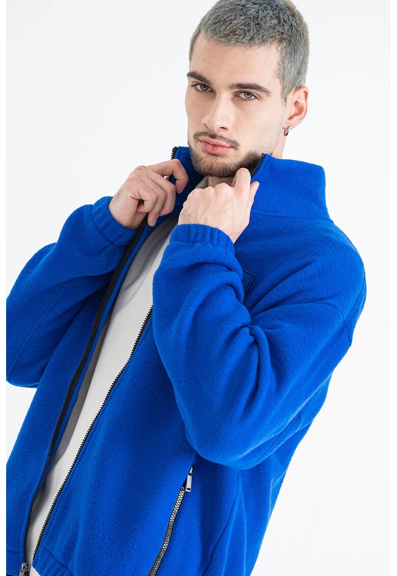 Calvin Klein Bluza de trening din amesstec de lana cu fermoar - Albastru