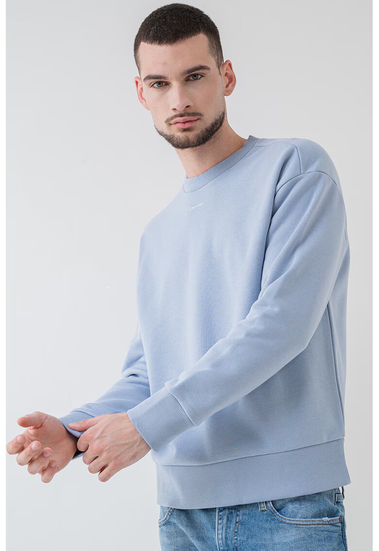 Calvin Klein Bluza de trening din amestec de modal si bumbac organic - Albastru lavanda