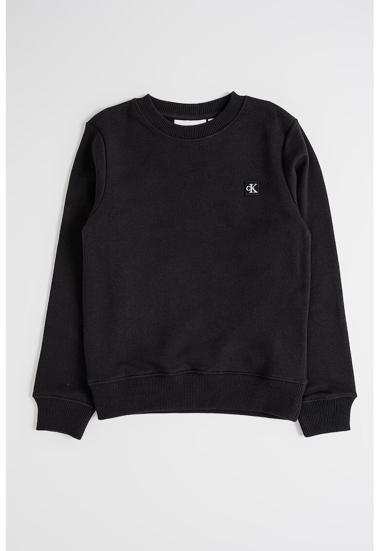 Calvin Klein Bluza de trening din bumbac organic cu decolteu la baza gatului - Negru