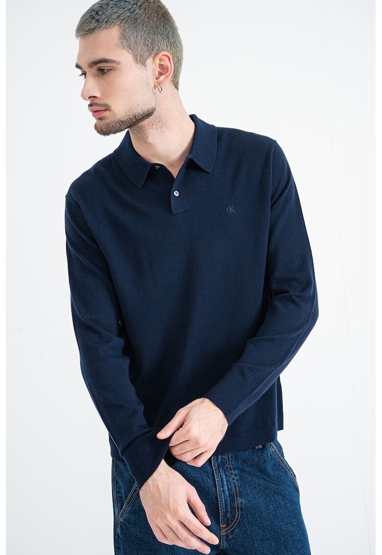 Calvin Klein Bluza polo cu logo brodat