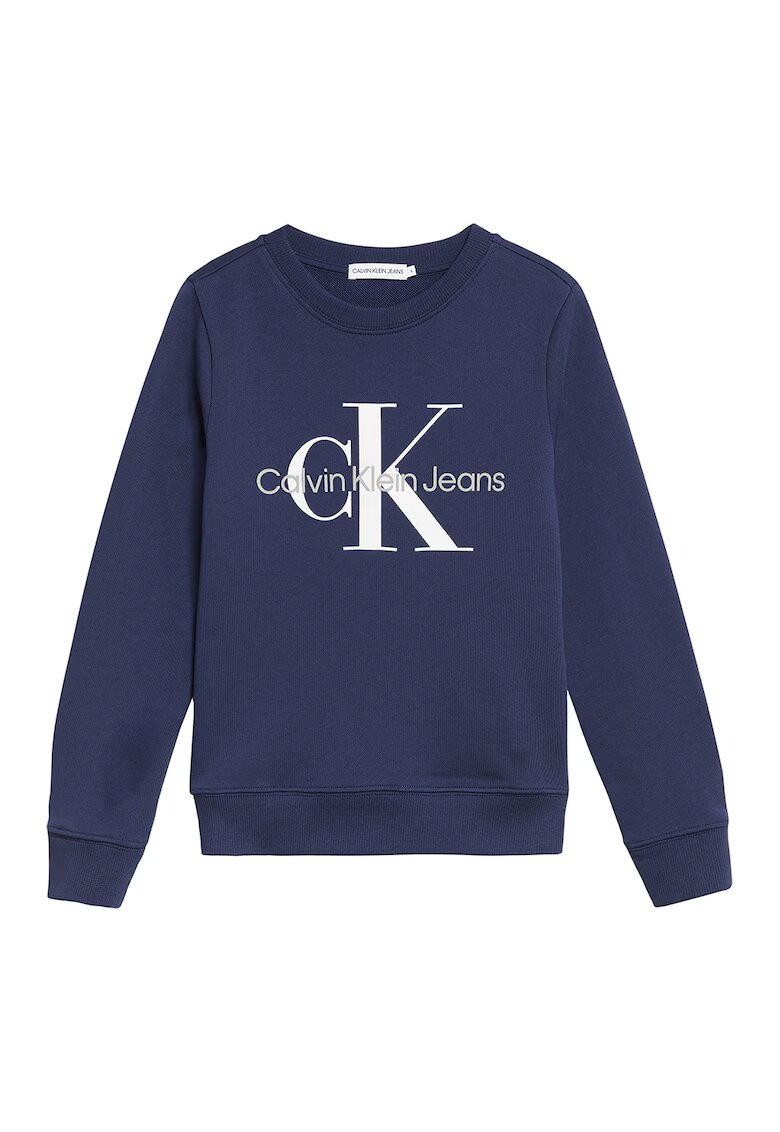 Calvin Klein Bluza sport regular fit cu decolteu la baza gatului - Alb/Albastru indigo