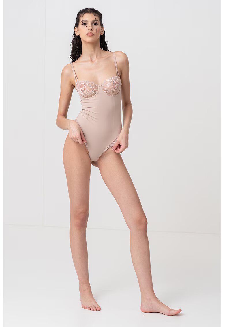 Calvin Klein Body modelator cu insertii de dantela - Bej inchis