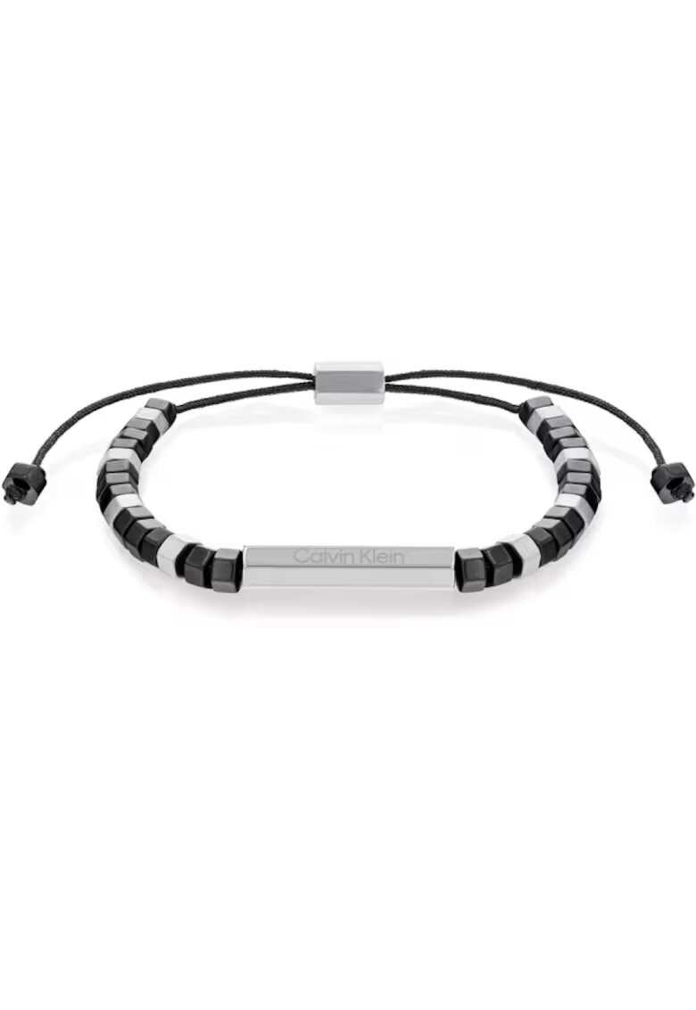 Calvin Klein Bratara cu snur textil si hematite 35000278 - Argintiu - Negru