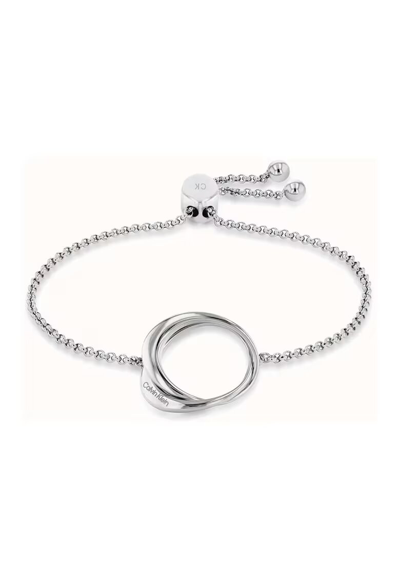 Calvin Klein Bratara de otel inoxidabil cu talisman circular - Argintiu