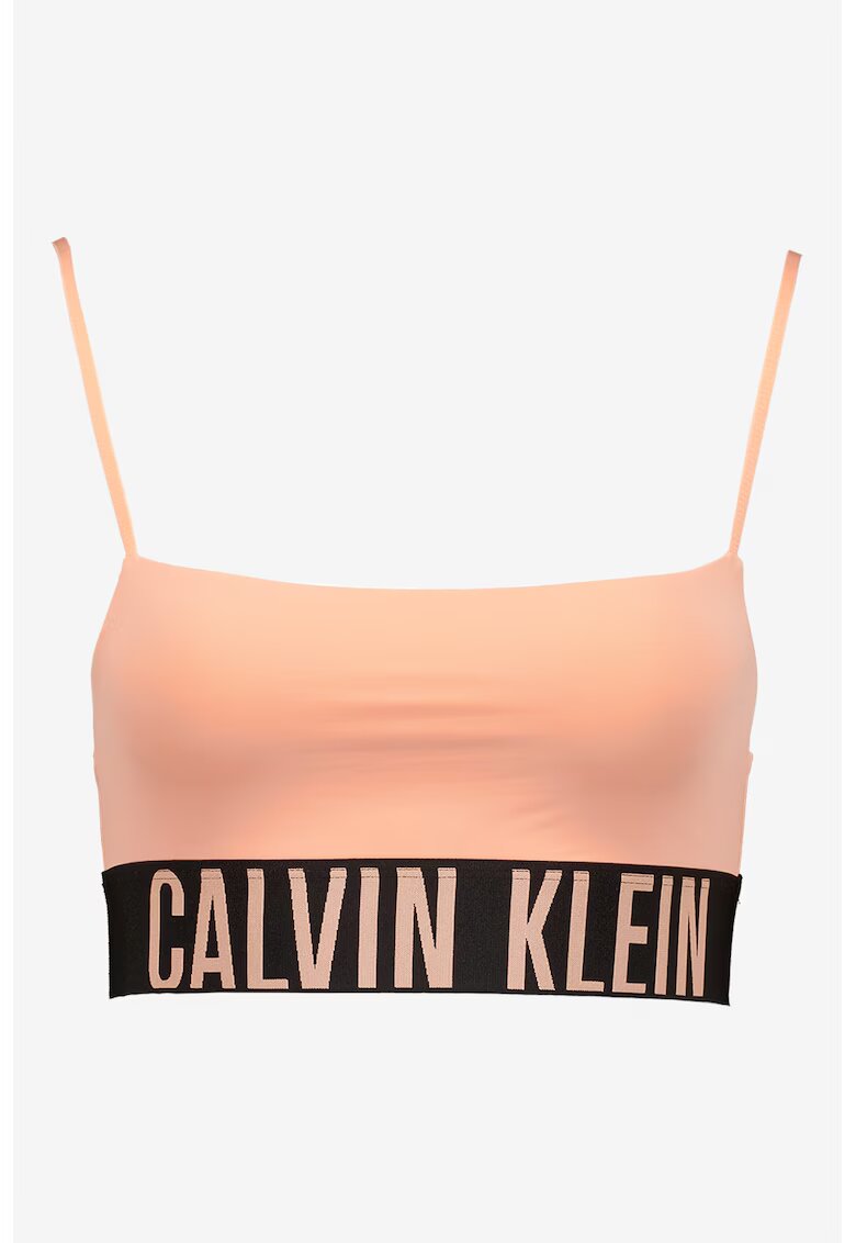 Calvin Klein Bustiera cu decolteu patrat si banda elastica cu logo - Negru/Portocaliu
