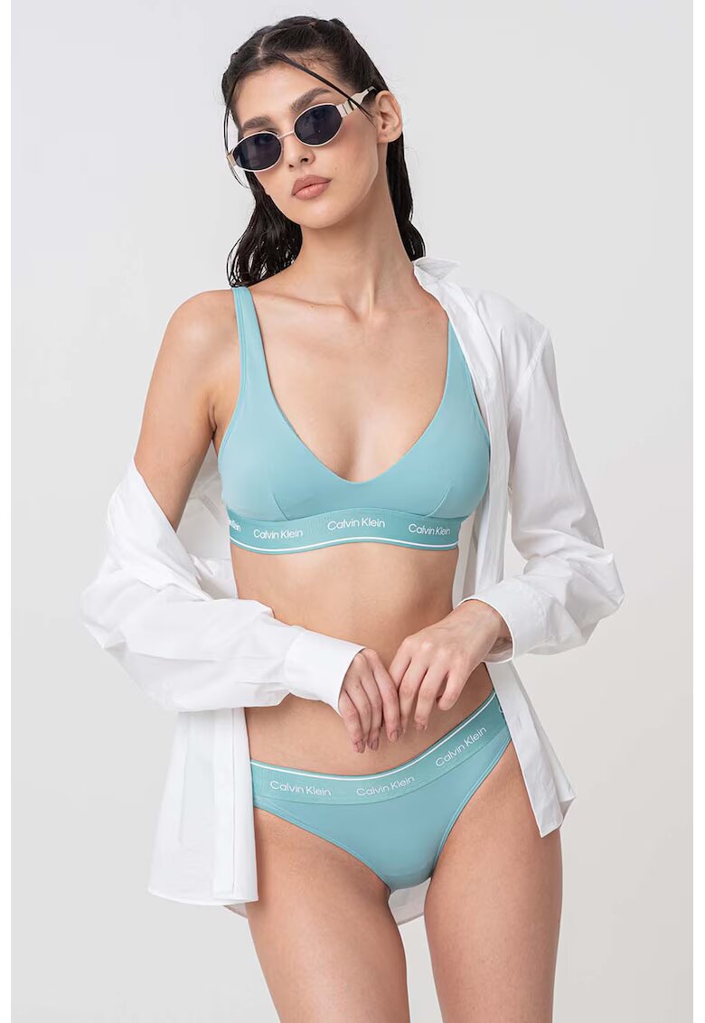 Calvin Klein Bustiera de baie cu logo - Turcoaz