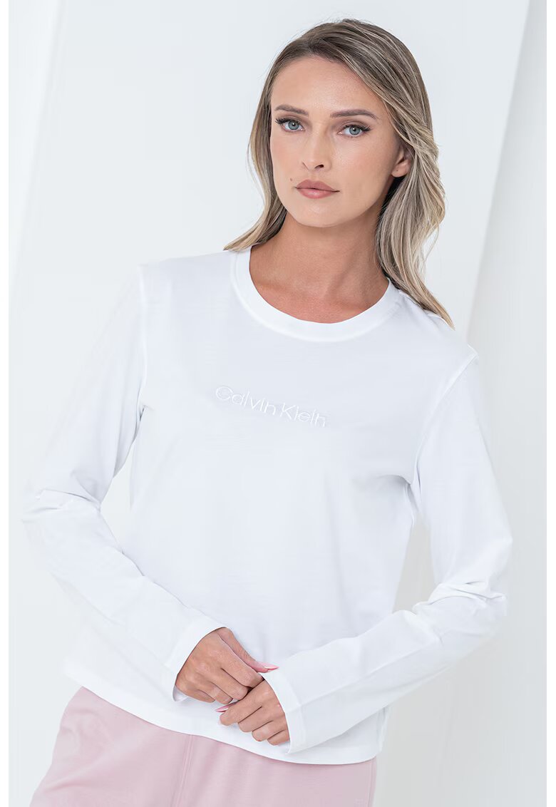Calvin Klein Buza de pijama cu decolteu rotund - Alb