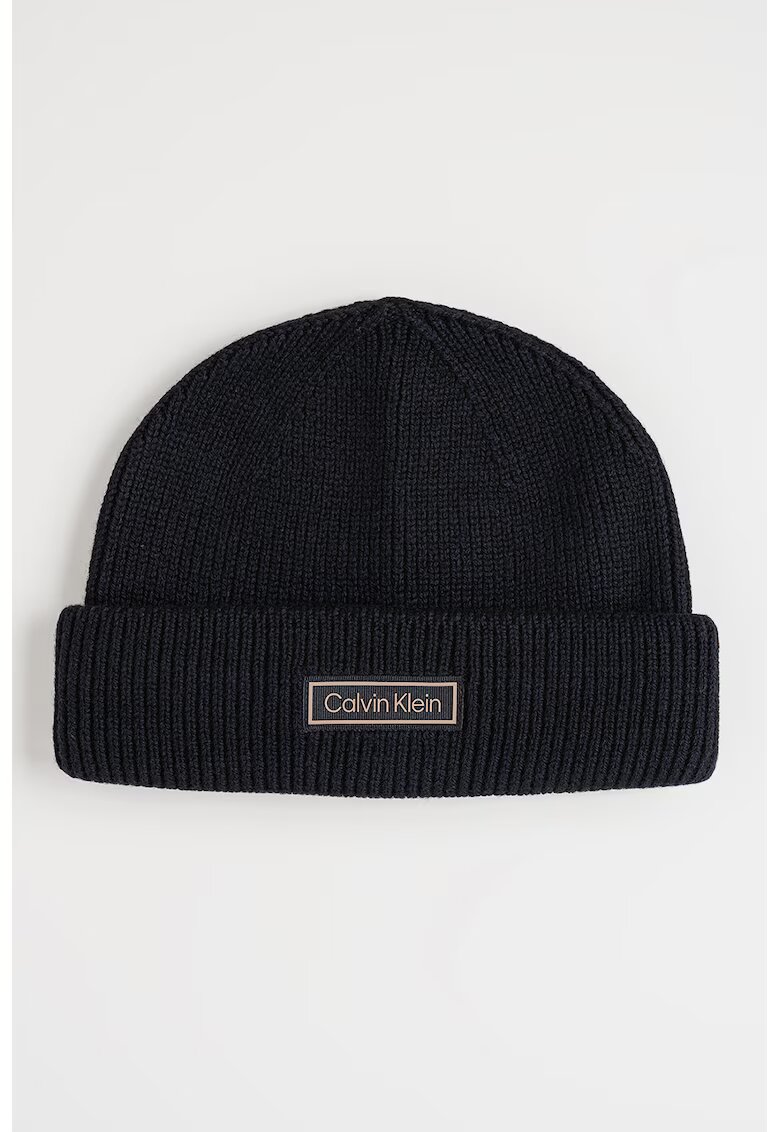 Calvin Klein Caciula din amestec de lana si casmir cu aplicatie logo discreta - Negru