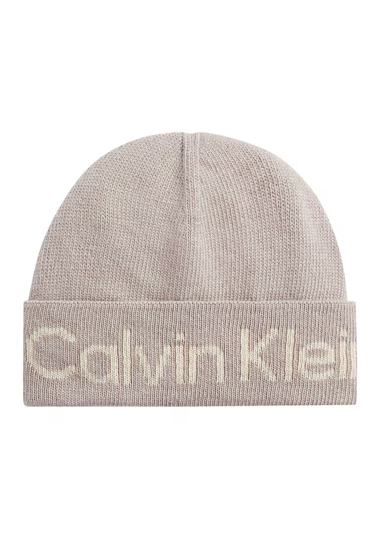 Calvin Klein Caciula din amestec de lana si casmir cu logo - Gri deschis
