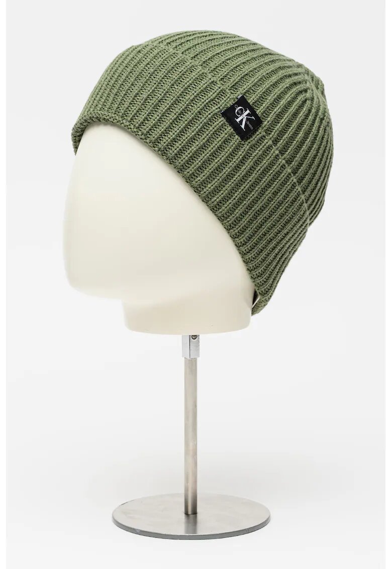 Calvin Klein Caciula tricotata cu striatii - Verde inchis