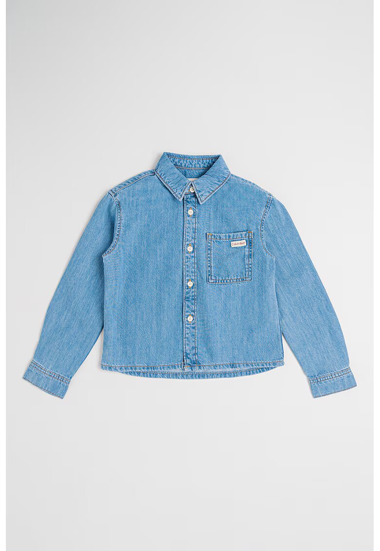 Calvin Klein Camasa din denim cu maneci lungi - Albastru petrol
