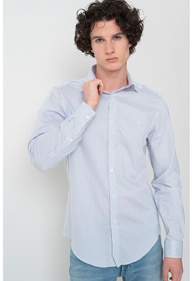 Calvin Klein Camasa regular fit cu dungi discreta - Alb/Albastru prafuit