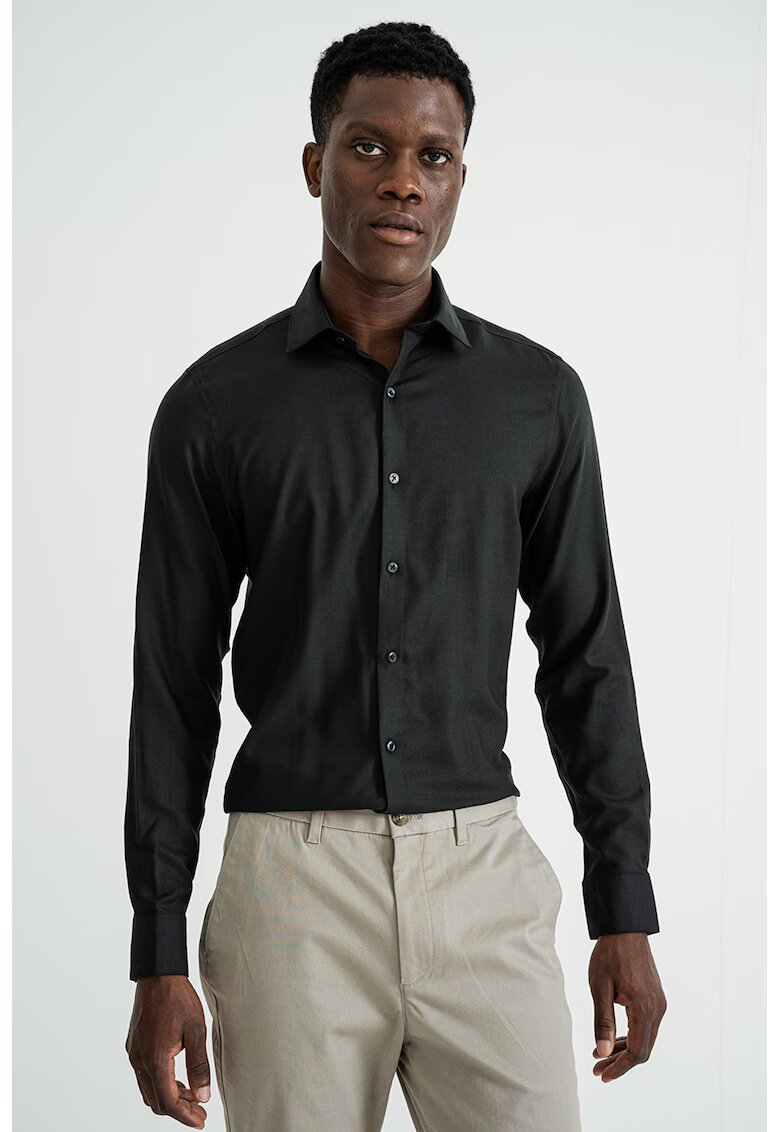 Calvin Klein Camasa regular-fit cu model uni - Negru stins