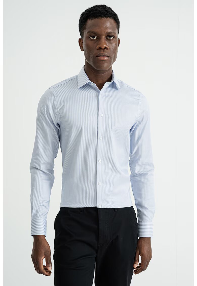 Calvin Klein Camasa regular fit din amestec de bumbac - Alb/Albastru deschis